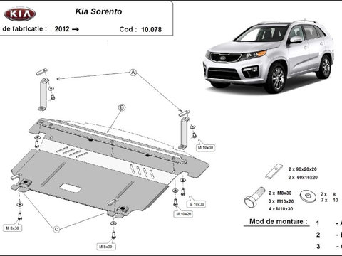 Scut motor metalic Kia Sorento 2012-2020