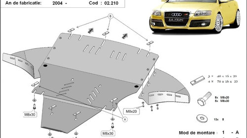 Scut motor metalic - laterale incluse Au