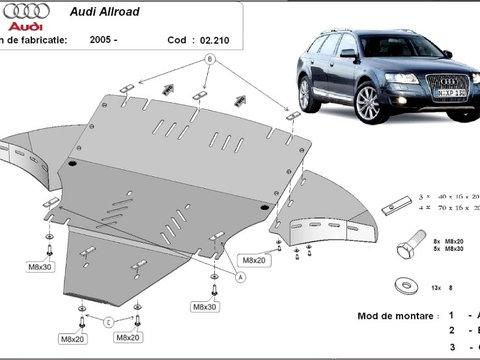 Scut motor metalic - laterale incluse Audi Allroad C6 2005-2011