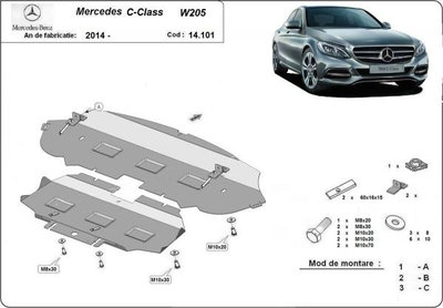 Scut motor metalic Mercedes C-Class W205, 2x4 2014