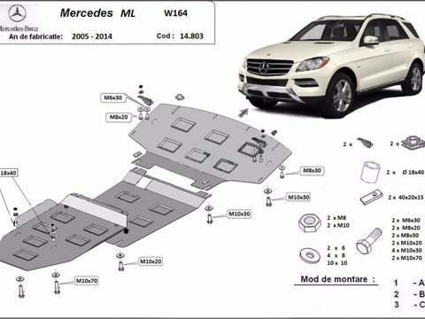 Scut motor metalic Mercedes ML W164 2005-2011