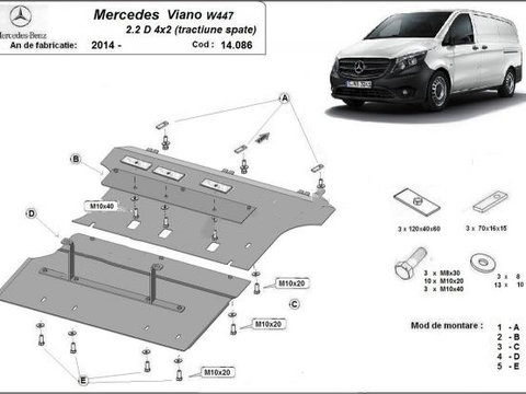 Scut motor metalic Mercedes Viano W447 2.2Diesel, tractiune spate 2014-prezent