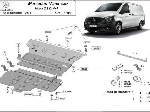 Scut motor metalic Mercedes Viano W447 2.2Diesel, 4x4 2014-prezent