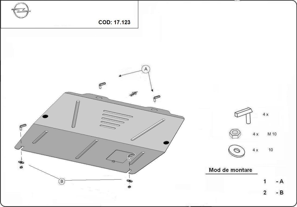 Scut motor metalic Opel Meriva dupa 2010