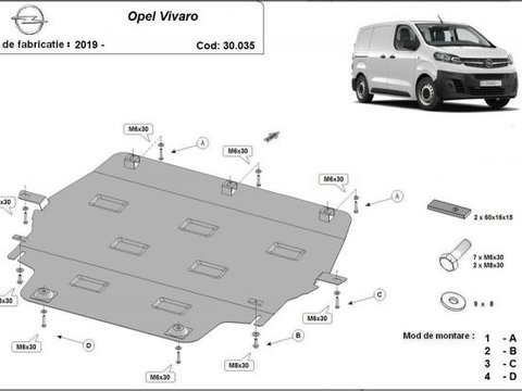 Scut motor metalic Opel Vivaro C 2019-prezent