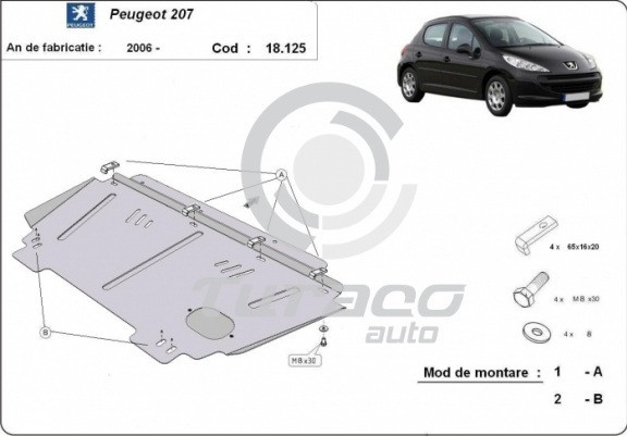 Scut motor metalic Peugeot 207 2009 -