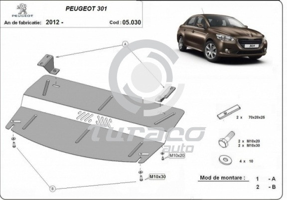 Scut motor metalic Peugeot 301 2012-