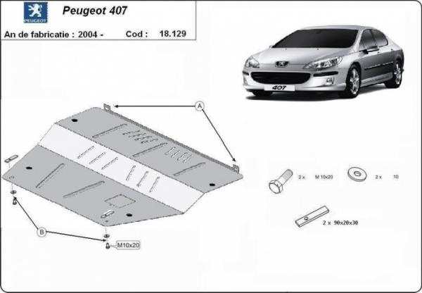 Scut motor metalic Peugeot 407 2004-2011