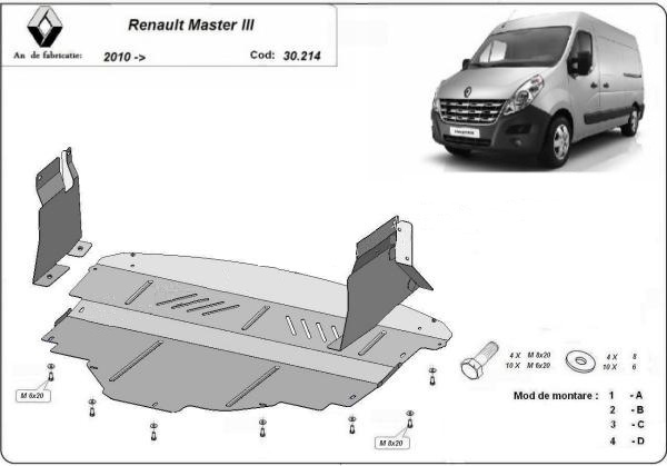 Scut motor metalic Renault Master 2010-prezent