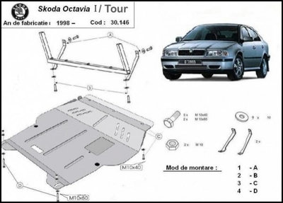 Scut motor metalic Skoda Octavia Tour 1997-2010