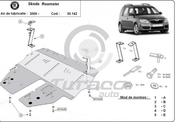 Scut motor metalic Skoda Roomster 2010-2018