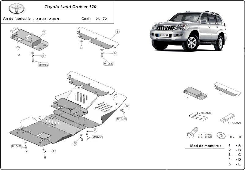 Scut motor metalic Toyota Land Cruiser J