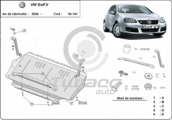 Scut motor metalic Volkswagen Golf 5 2004 - 2010 2003-2012
