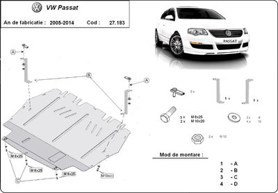 Scut motor metalic VW Passat B6/B7 2005-2014