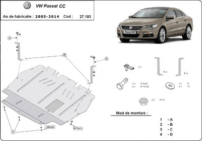 Scut motor metalic VW Passat CC 2008-2014