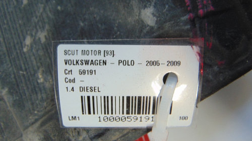 Scut motor Volkswagen Polo din 2007