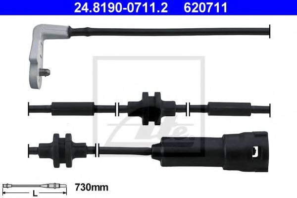 Senzor de avertizare,uzura placute de frana OPEL OMEGA B combi (21_, 22_, 23_), VAUXHALL OMEGA (B), VAUXHALL OMEGA (B) combi - ATE 24.8190-0711.2