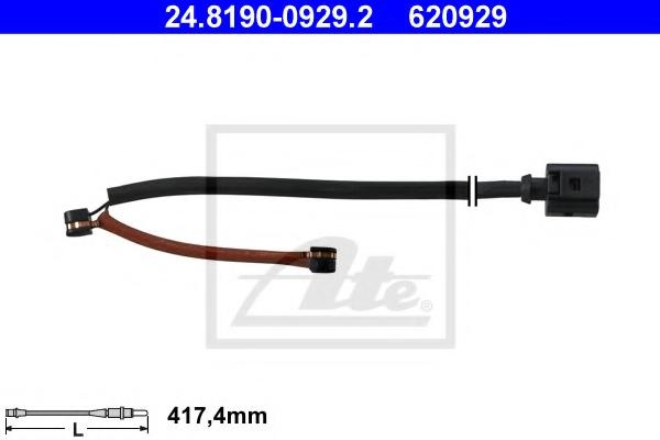 Senzor de avertizare,uzura placute de frana PORSCHE CAYENNE (955), VW TOUAREG (7LA, 7L6, 7L7), AUDI Q7 (4L) - ATE 24.8190-0929.2