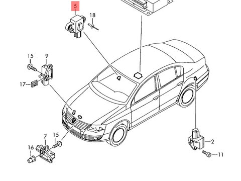 Senzor impact airbag Volkswagen Passat B7 (365) Variant 2011 2.0 TDI OEM 5N0959354