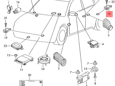 Senzor impact lateral airbag 8E0959643A Audi A4 B6 Break 1.9 tdi 2002 AWX OEM 8E0959643A