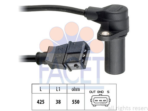 Senzor impulsuri arbore cotit 9 0271 FACET pentru Chevrolet Lacetti Chevrolet Cruze Chevrolet Nubira Chevrolet Optra Daewoo Nubira Daewoo Rezzo Daewoo Tacuma Daewoo Kalos Daewoo Lacetti Chevrolet Kalos Chevrolet Rezzo Chevrolet Tacuma Chevrolet Aveo 