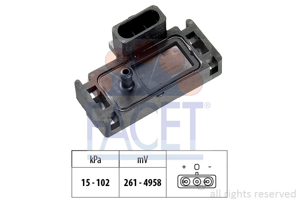 Senzor presiune aer 10 3001 FACET pentru Opel Corsa Opel Kadett Opel Vectra Opel Omega Opel Vita Renault Super Renault 19 Renault 21 Renault 25 Renault Express Renault Extra Renault Rapid Renault Trafic Renault Espace Renault Clio Renault Twingo Citr