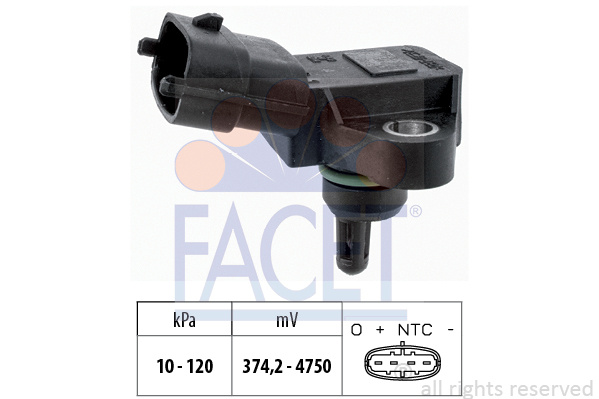 Senzor presiune aer 10 3180 FACET pentru Hyundai Ix20 Hyundai I30 Kia Cee d Hyundai Santa Kia Pro cee d Kia Sportage Hyundai I10 Hyundai Ix35 Hyundai Tucson Hyundai I40 Kia Rio Kia Cerato Kia Spectra Kia Spectra5 Hyundai Embera Hyundai Sonata Hyundai