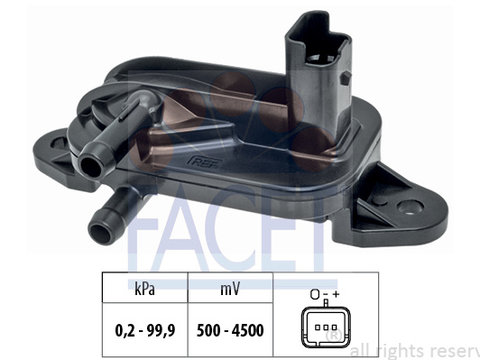 Senzor presiune gaze evacuare 10 3316 FACET pentru Peugeot Boxer Peugeot Manager CitroEn Jumper CitroEn Relay Peugeot 607 Peugeot 807 Peugeot 307 Peugeot 407 Peugeot 207 Peugeot Expert Peugeot 1007 CitroEn C4 Iveco Daily CitroEn C5