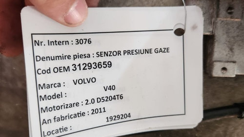 Senzor presiune gaze evacuare Volvo V40 