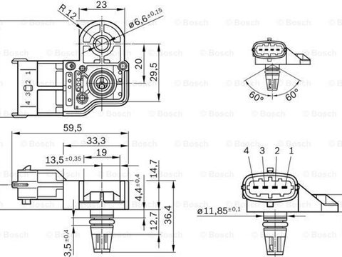 Senzor presiune supraalimentare 0 261 230 280 BOSCH pentru Ford C-max Ford Grand Volvo V60 Volvo V70 Volvo S80 Ford S-max Ford Galaxy Ford Mondeo Ford Focus Volvo S60 Ford Tourneo Volvo V40 Ford B-max Ford Fiesta