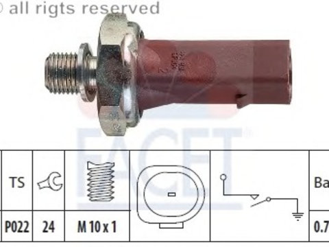 Senzor presiune ulei 7 0132 FACET pentru Vw Passat Seat Ibiza Vw Eurovan Vw Transporter Vw Caddy Vw Sharan Ford Galaxy Vw Derby Vw Flight Vw Polo Vw Panel Audi A3 Seat Cordoba Seat Alhambra Skoda Superb Vw Jetta Vw Vento Skoda Octavia Audi Tt Skoda L