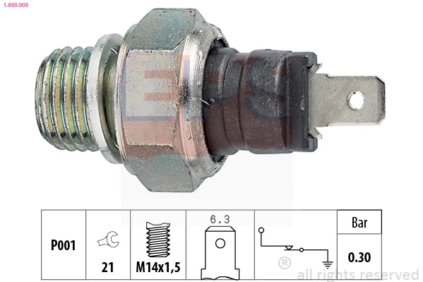 Senzor presiune ulei EPS 1.800.000 model FIAT TIPO (160_) 836 A4.000; 160 A1.046; 160 A1.048 1372cc 70cp 51kW 1987 1988 1989 1990 1991 1992 1993 1994 1995