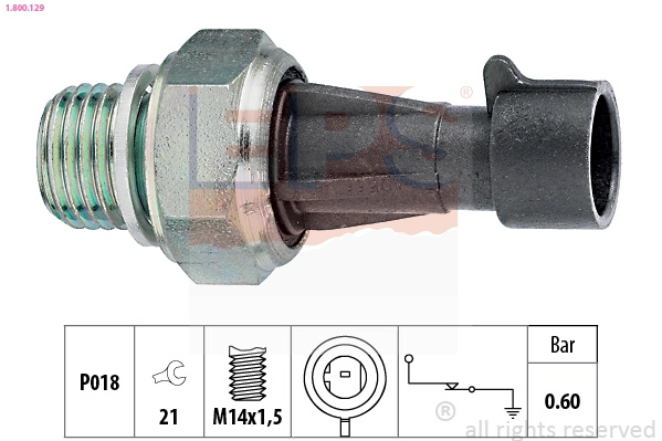 Senzor presiune ulei EPS 1.800.129 pentru masina FIAT DUCATO bus (250_) F1AE0481N; F1AE3481D; F1AGL411D; F1AGL411M 2287cc 131cp 96kW 2006 2007 2008 2009 2010 2011 2012 2013 2014 2015 2016 2017 2018 2019 2020 2021 2022 2023 2024