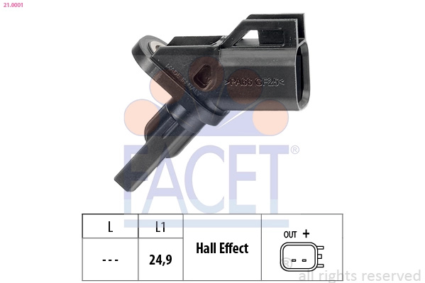 Senzor,turatie roata FACET 21.0001 compatibil cu FORD GRAND C-MAX Van 2010 2011 2012 2013 2014 2015 2016 2017 2018 2019