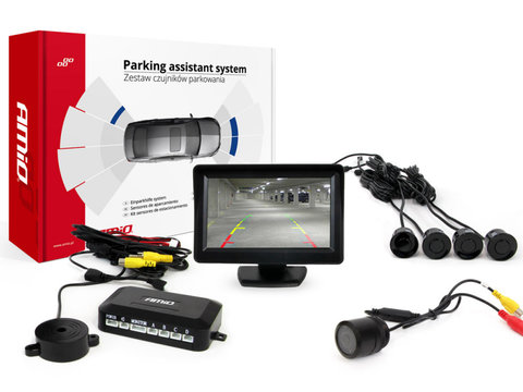 Senzori parcare spate cu camere video HD-301-IR si display TFT 4,3inch, 12V, senzori negru