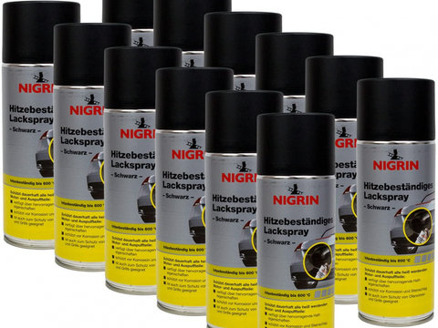Set 12 Buc Nigrin Spray Vopsea Rezistent Termic Negru 600°C 400ML 74117