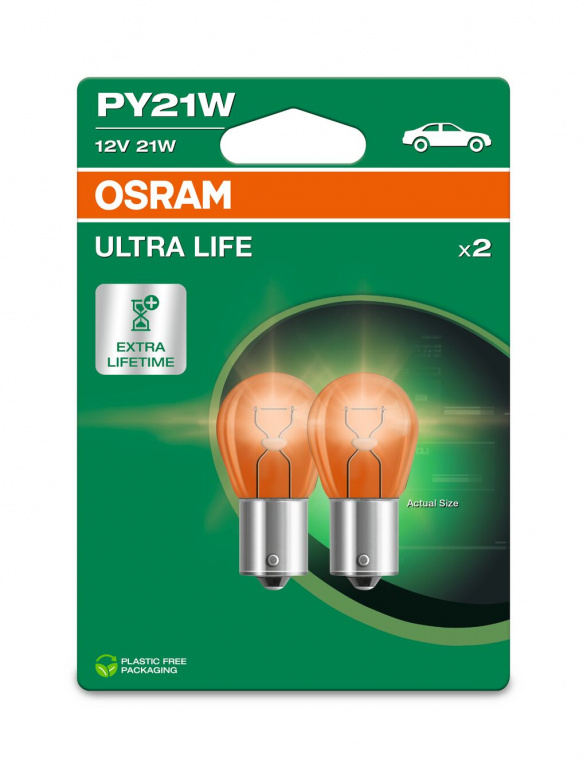 SET 2 BECURI 12V PY21W ULTRA LIFE BLISTER OSRAM