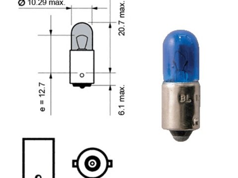 Set 2 becuri auto BestAutoVest 12V 4W Ba9s T8.5 , albastru, bord si pozitie