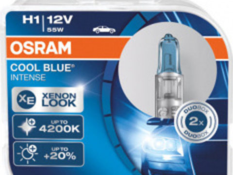 Set 2 becuri auto cu halogen Osram H1 12V 55W P14 5s Cool Blue Intense 4200K