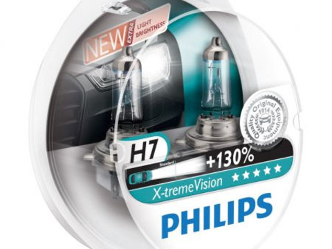 Set 2 Becuri auto far halogen Philips H7 X-treme Vision, +150%, 12V, 55W AL-TCT-2970