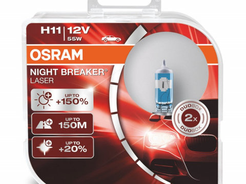 Set 2 becuri auto far Osram H11 Night Breaker Laser +150% - Next Generation AL-161122-9