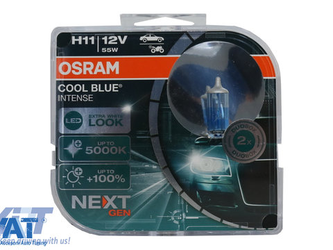Set 2 Becuri Auto-Moto Halogen NEXT GEN Osram Cool Blue Intense H11 64211CBN-HCB 12V