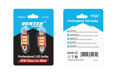 Set 2 becuri auto Vertex LED , C5W SV8.5-8,12SMD 4
