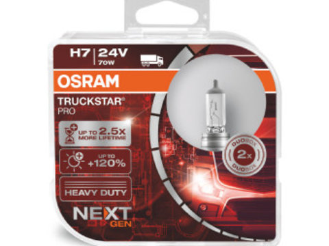 SET 2 BECURI CAMION 24V H7 70 W TRUCKSTAR PRO +120% NextGen OSRAM IS-12715