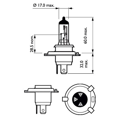 SET 2 BECURI FAR H4 P43t 60/55W 12V VISION PHILIPS