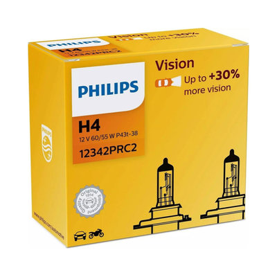 Set 2 Becuri Far H4 P43t 60/55w 12v Vision Philips