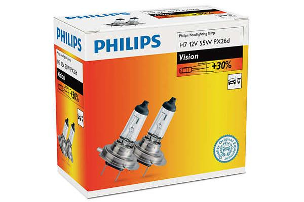 Set 2 Becuri Far H7 55W 12V Vision Philips Philips