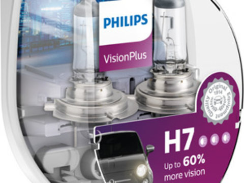 SET 2 BECURI FAR H7 55W 12V VISION PLUS PHILIPS IS-7881