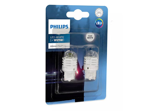 SET 2 BECURI LED EXTERIOR 12V W21 RED W3x16D ULTINON PRO3000 SI PHILIPS
