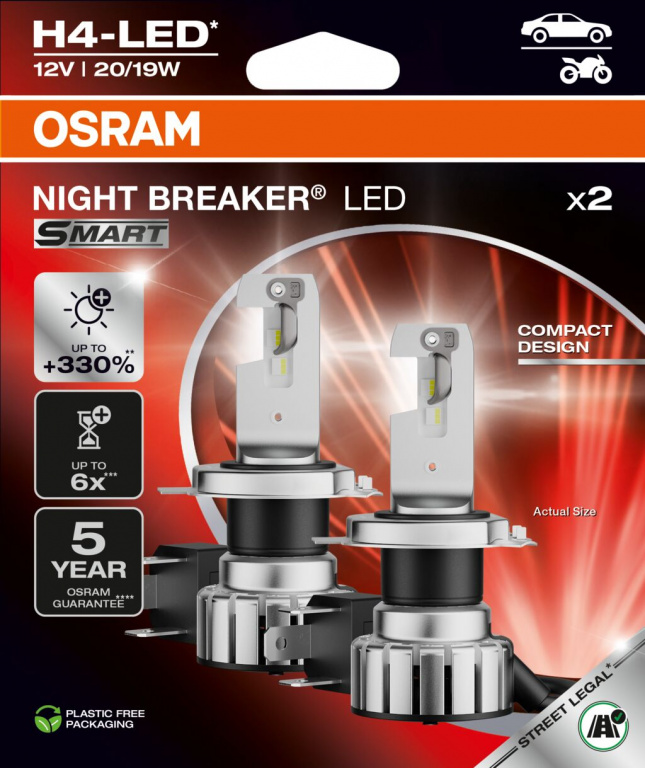 Set 2 becuri LED OSRAM Night Breaker Smart H4